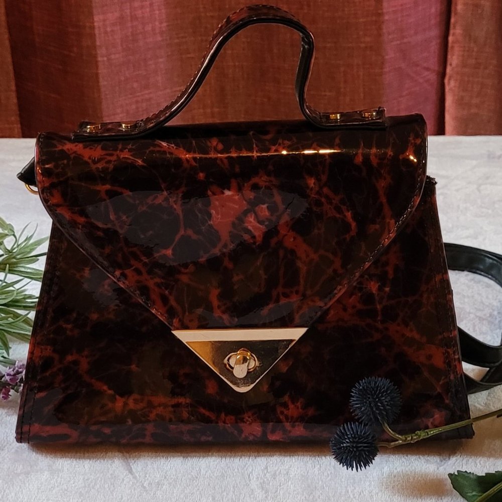 Malinca classic red marbled handbag 100% vegan
